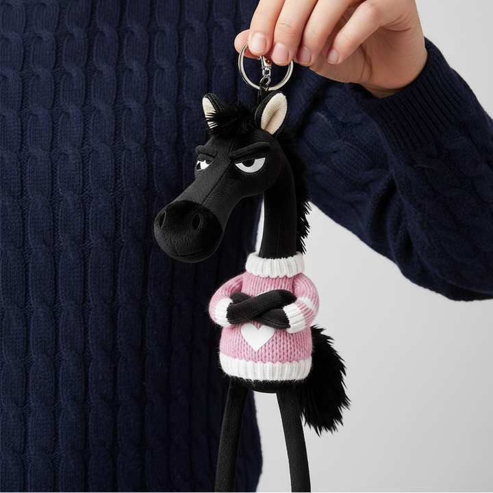 Caballo descarado - Negro y rosa Llavero