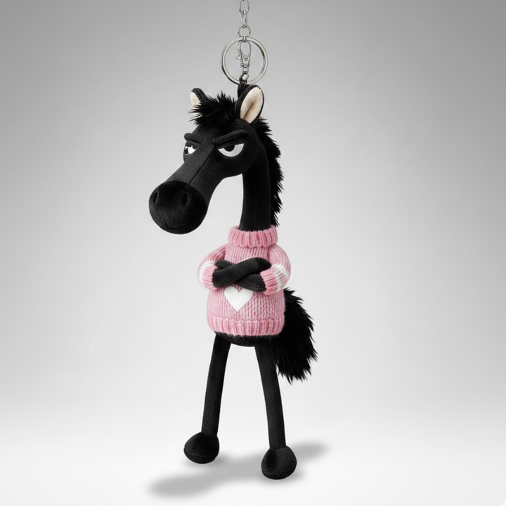 Caballo descarado - Negro y rosa Llavero