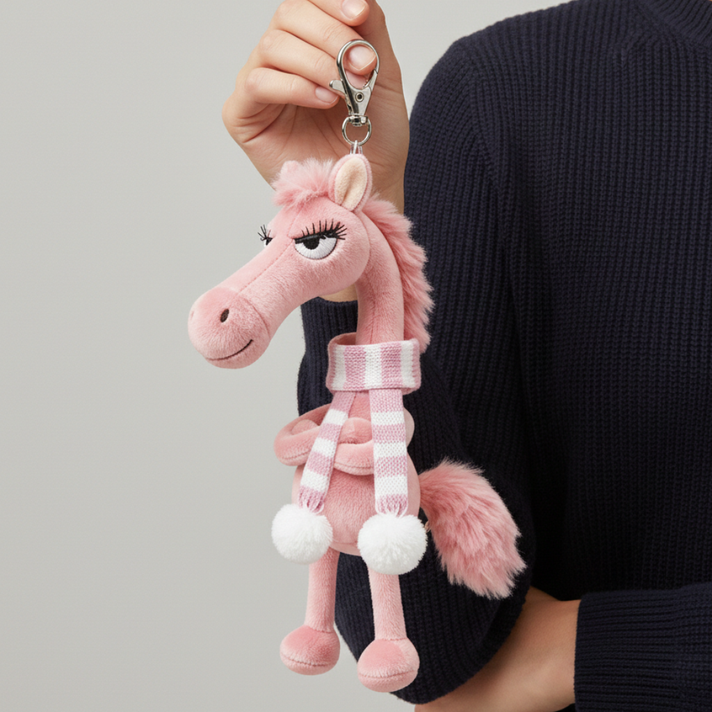 Caballo descarado - Rosa y blanco Llavero