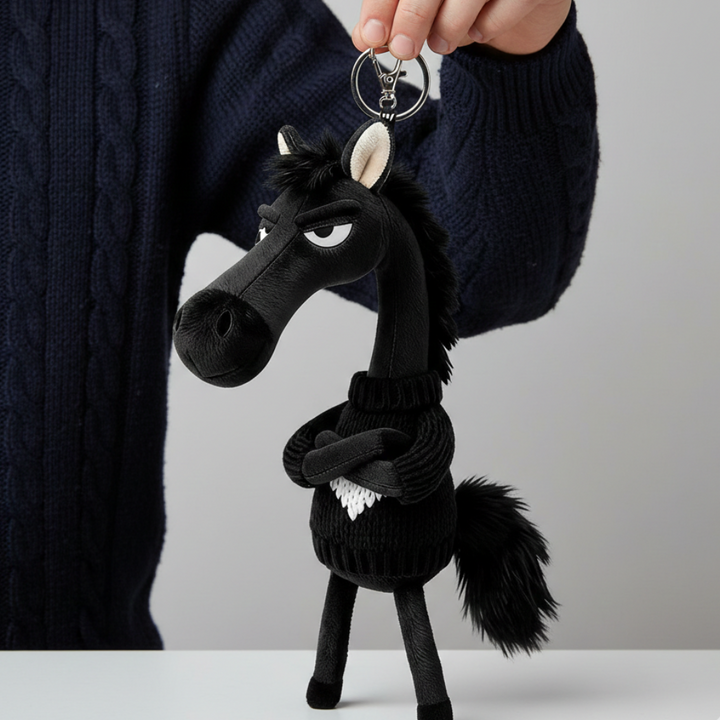 Caballo descarado - Negro con corazón Colgante para llaves