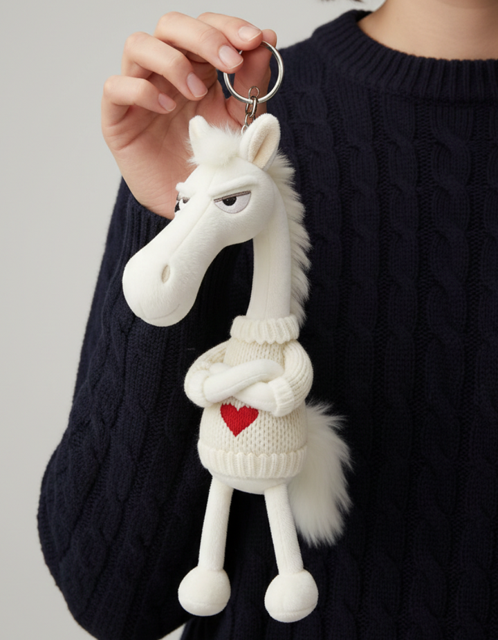 Caballo descarado - Blanco con corazón Colgante para llaves