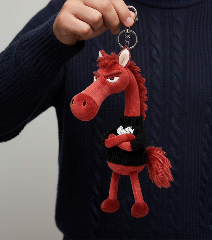 Caballo descarado - Rojo y negro Colgante para llaves