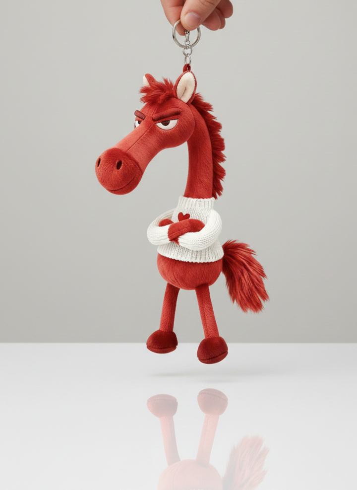 Caballo descarado - Rojo y blanco con corazón Colgante para llaves