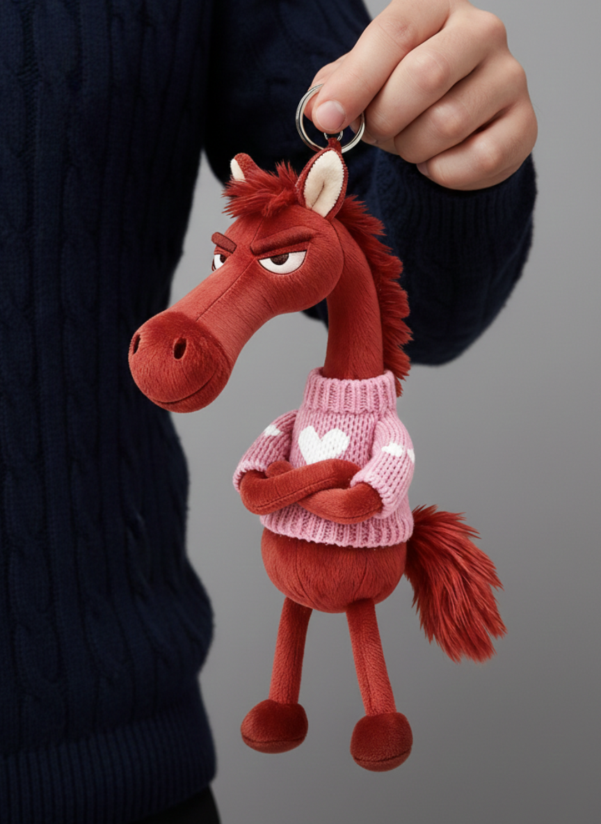 Caballo descarado - Rojo y rosa Colgante para llaves