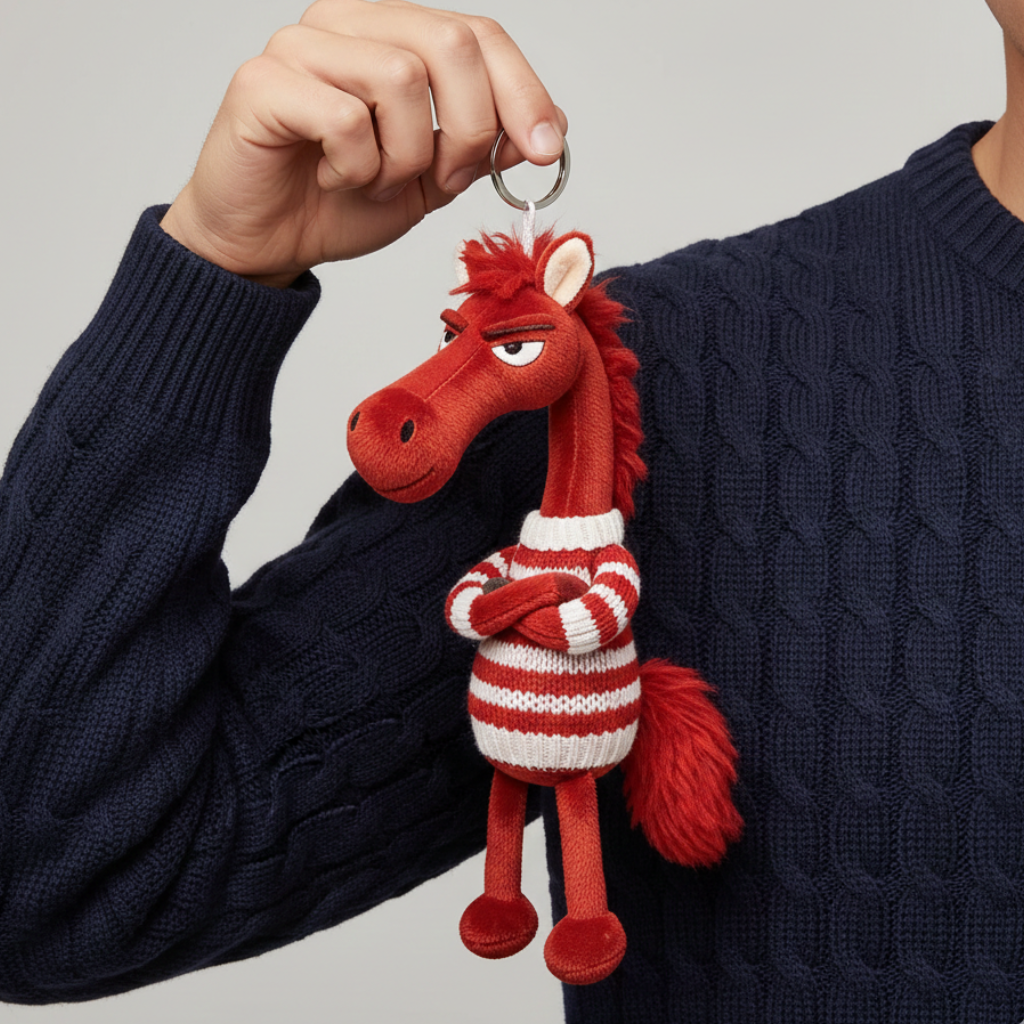 Caballo descarado - Rojo y blanco con corazón Colgante para llaves