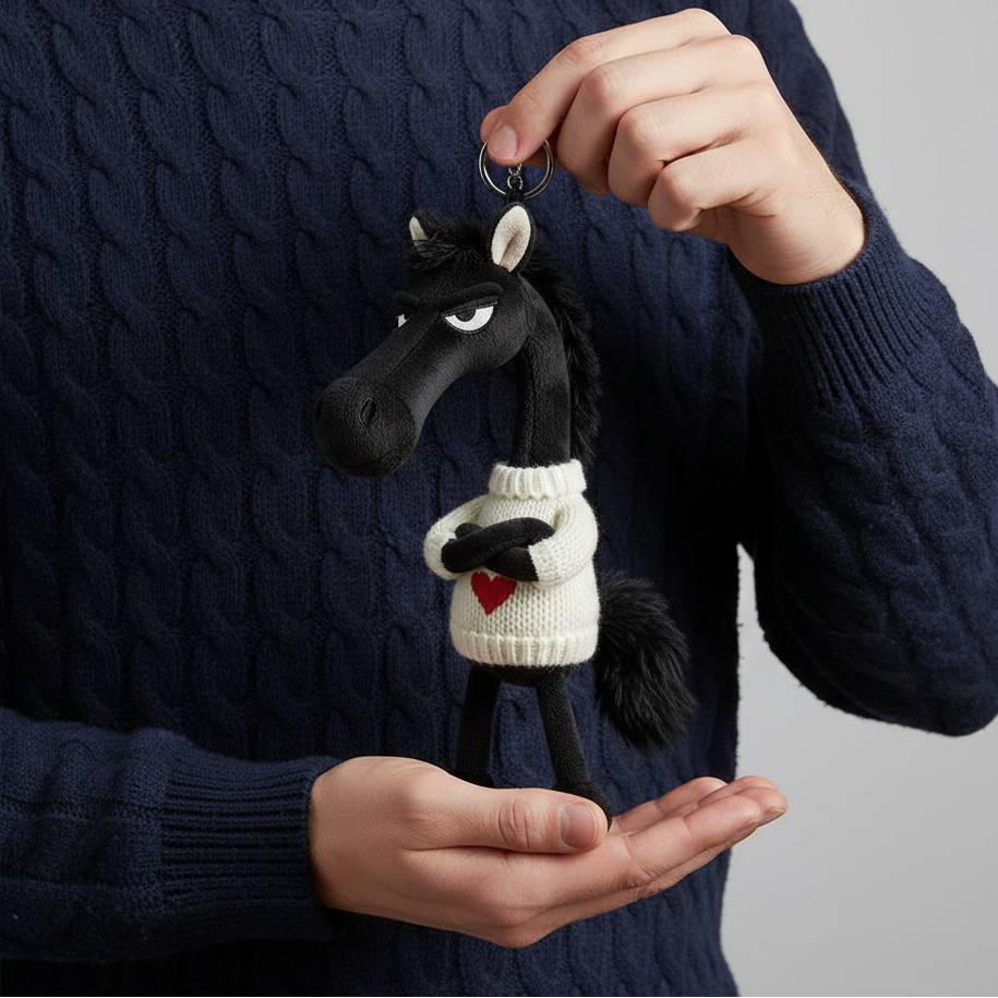 Caballo descarado - Blanco y negro con corazón Colgante para llaves