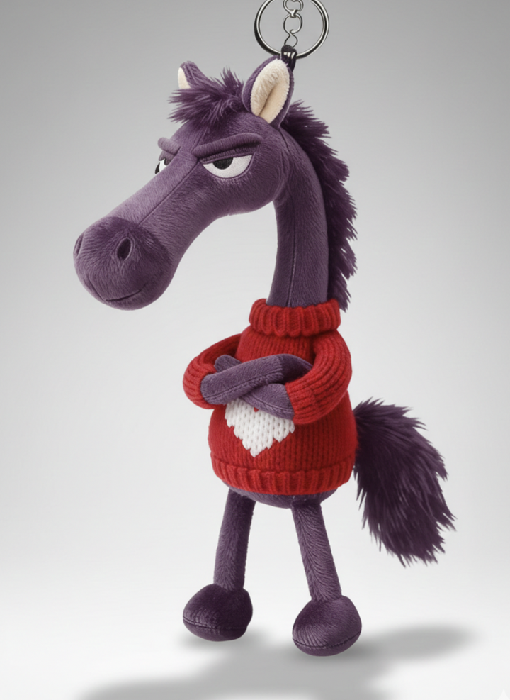 Caballo descarado - Corazón morado y rojo Colgante para llaves