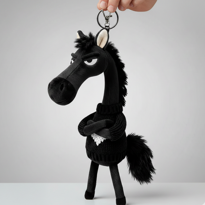 Caballo descarado - Negro con corazón Colgante para llaves