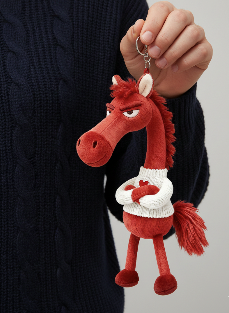Caballo descarado - Rojo y blanco con corazón Colgante para llaves