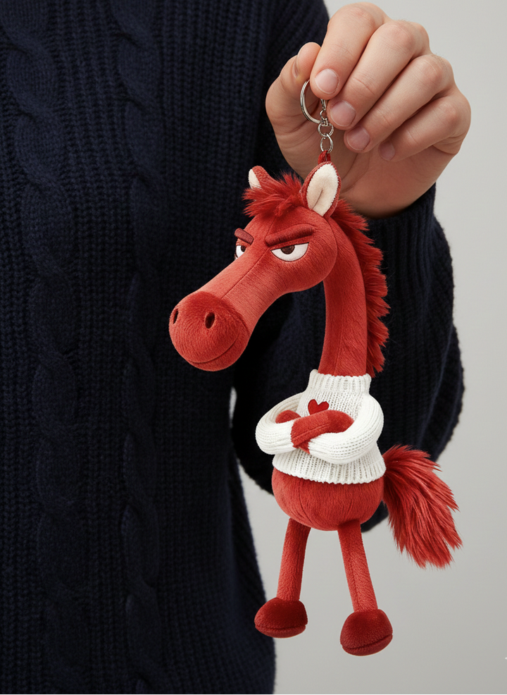 Caballo descarado - Rojo y blanco con corazón Colgante para llaves