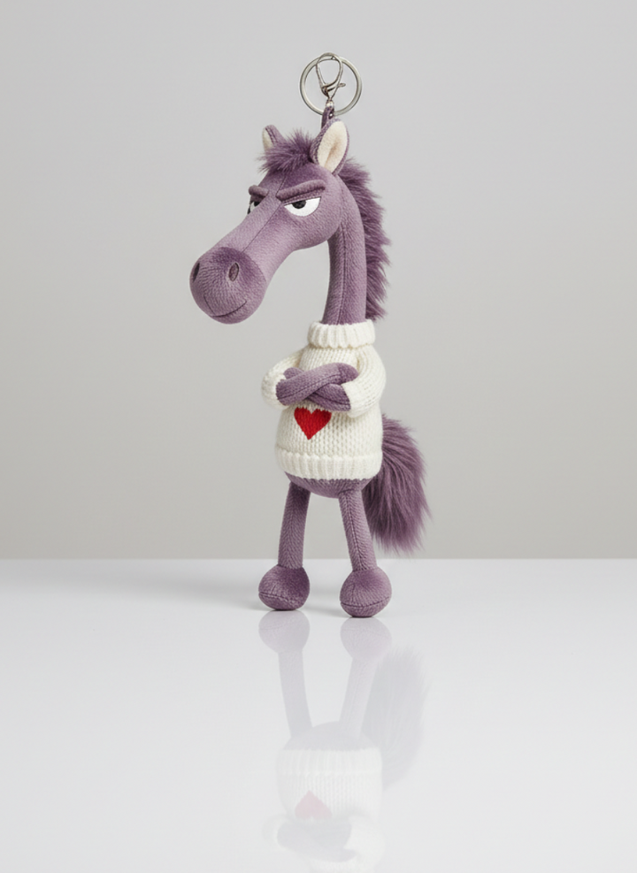 Caballo descarado - Morado y blanco Llavero