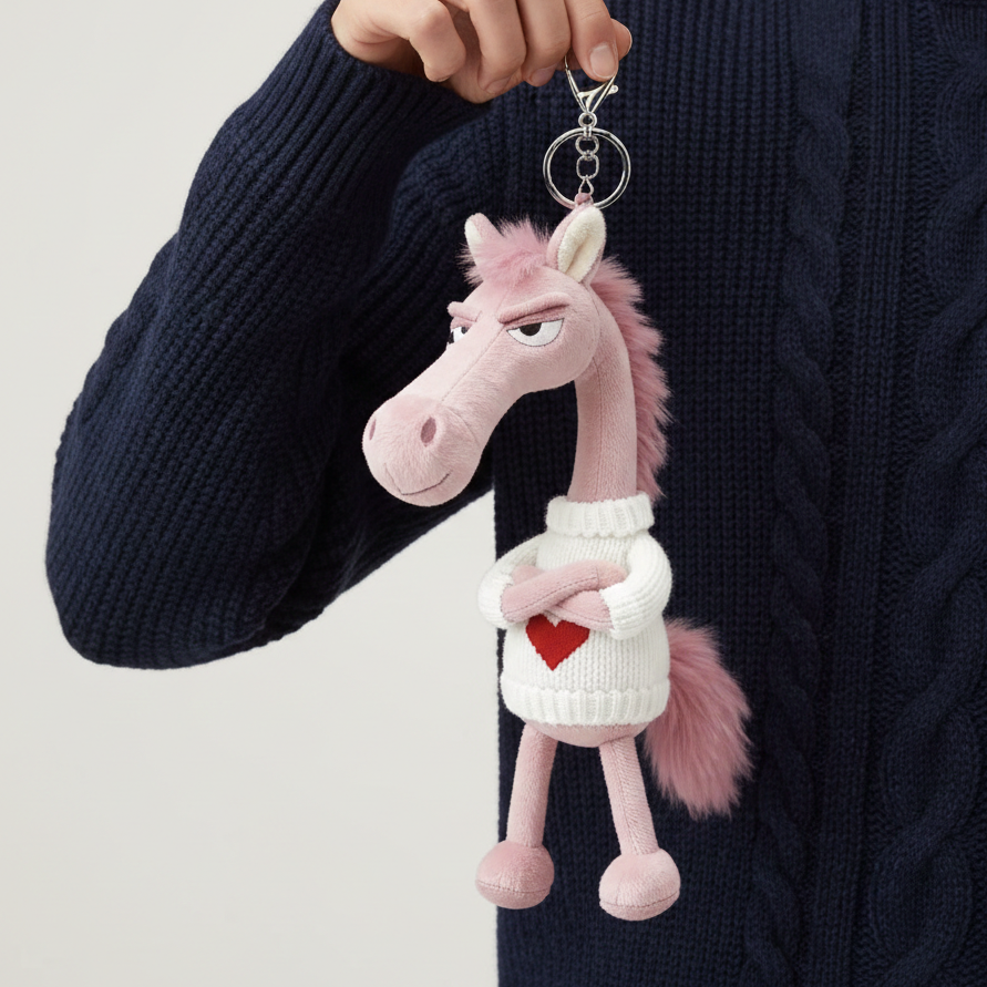 Caballo descarado - Rosa con corazón Llavero