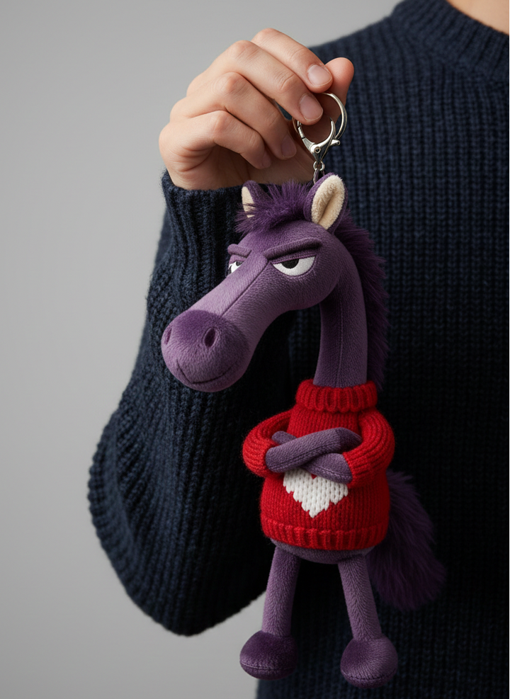 Caballo descarado - Corazón morado y rojo Colgante para llaves