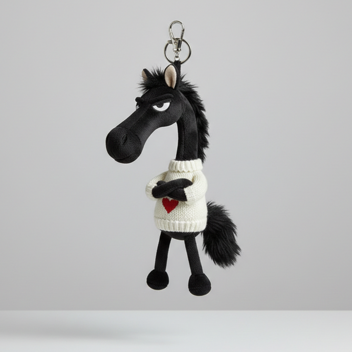 Caballo descarado - Blanco y negro con corazón Colgante para llaves