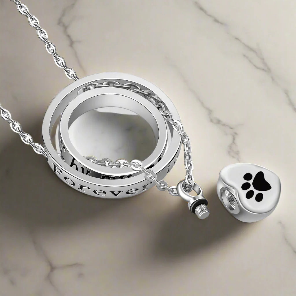 "Ya No Está A Mi Lado, Pero Siempre En Mi Corazón" – Collar Urna de Pata en Acero Inoxidable