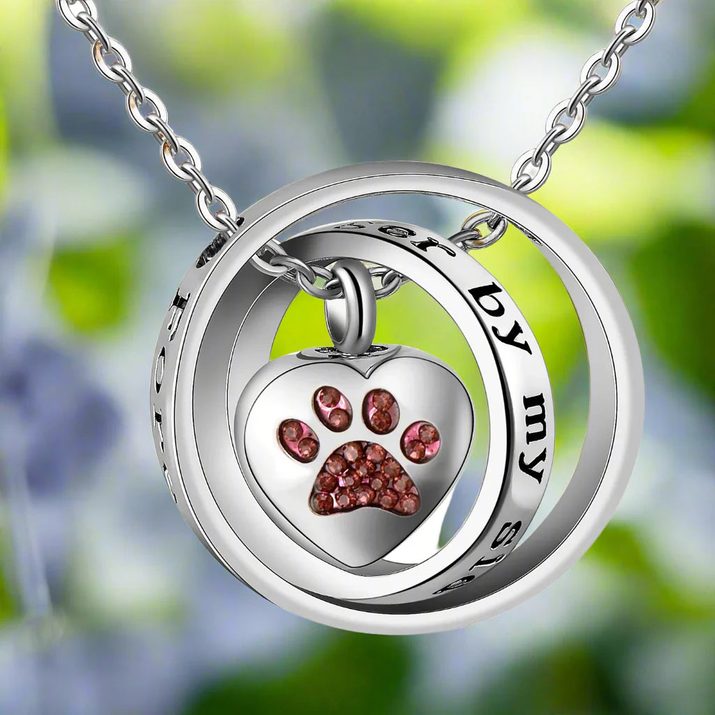 "Ya No Está A Mi Lado, Pero Siempre En Mi Corazón" – Collar Urna de Pata en Acero Inoxidable