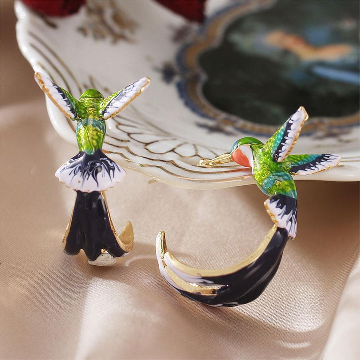 Pendientes creativos exclusivos con forma de colibrí