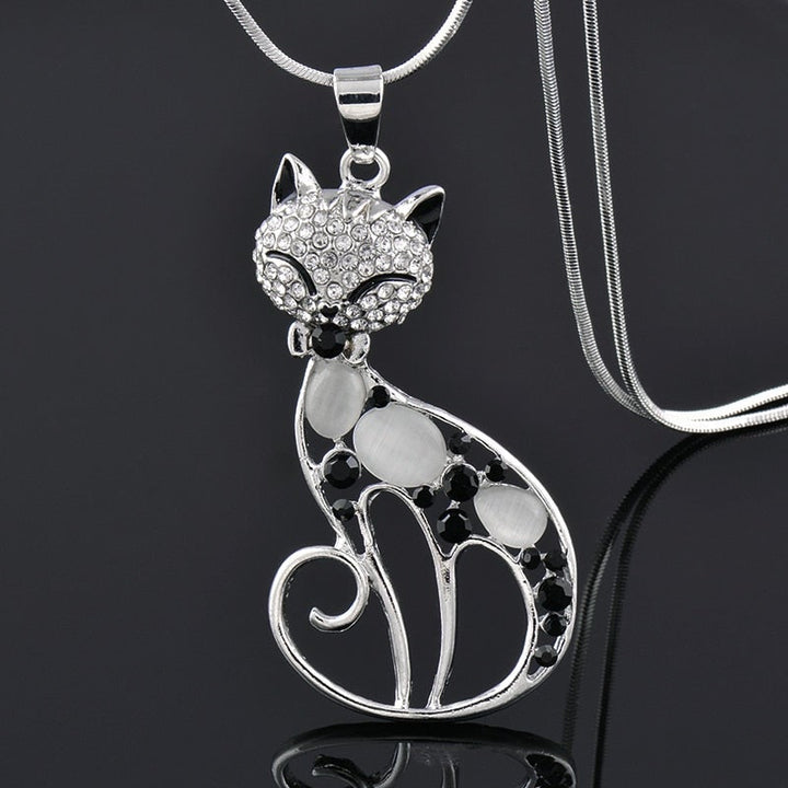 Collar Gatitos del Amor en plata con circonita