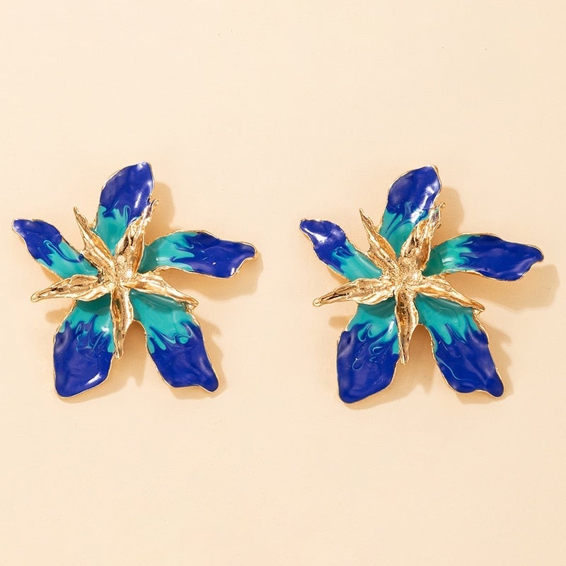 Pendientes «Flor Feliz» con Cristales Azules