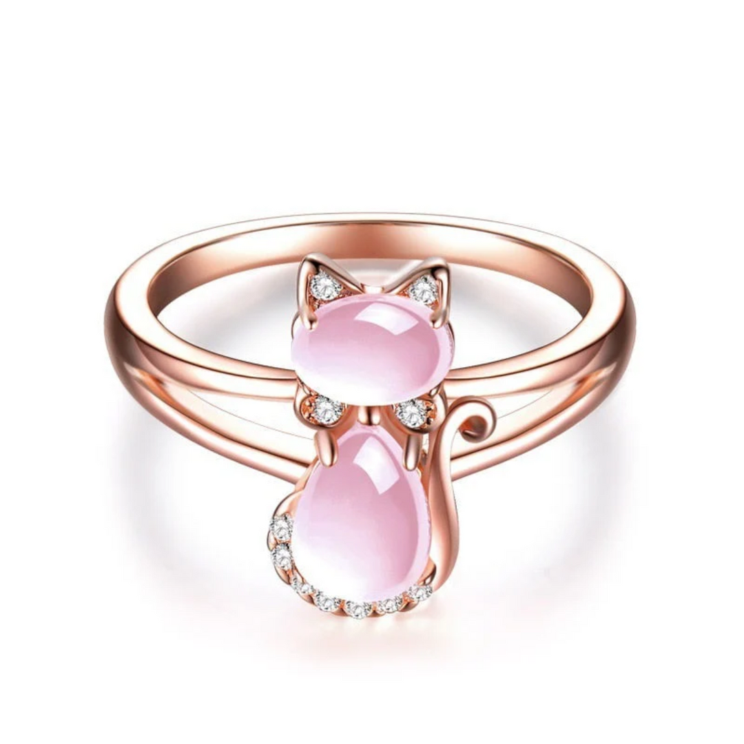 Anillo Con Gato En Oro Rosa