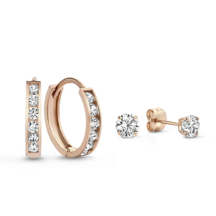 Conjunto de Pendientes Piedras Celeste | Oro