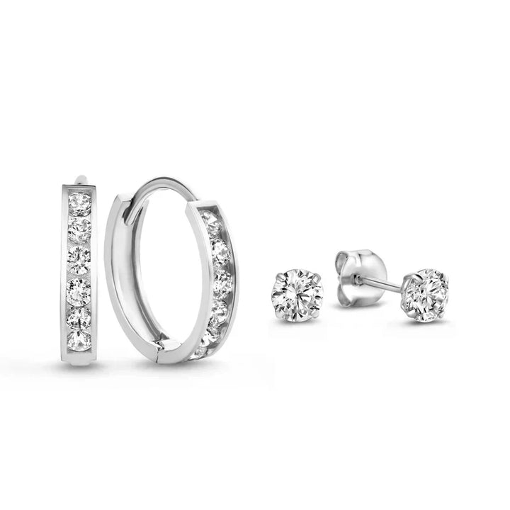 Conjunto de Pendientes Piedras Celeste | Oro