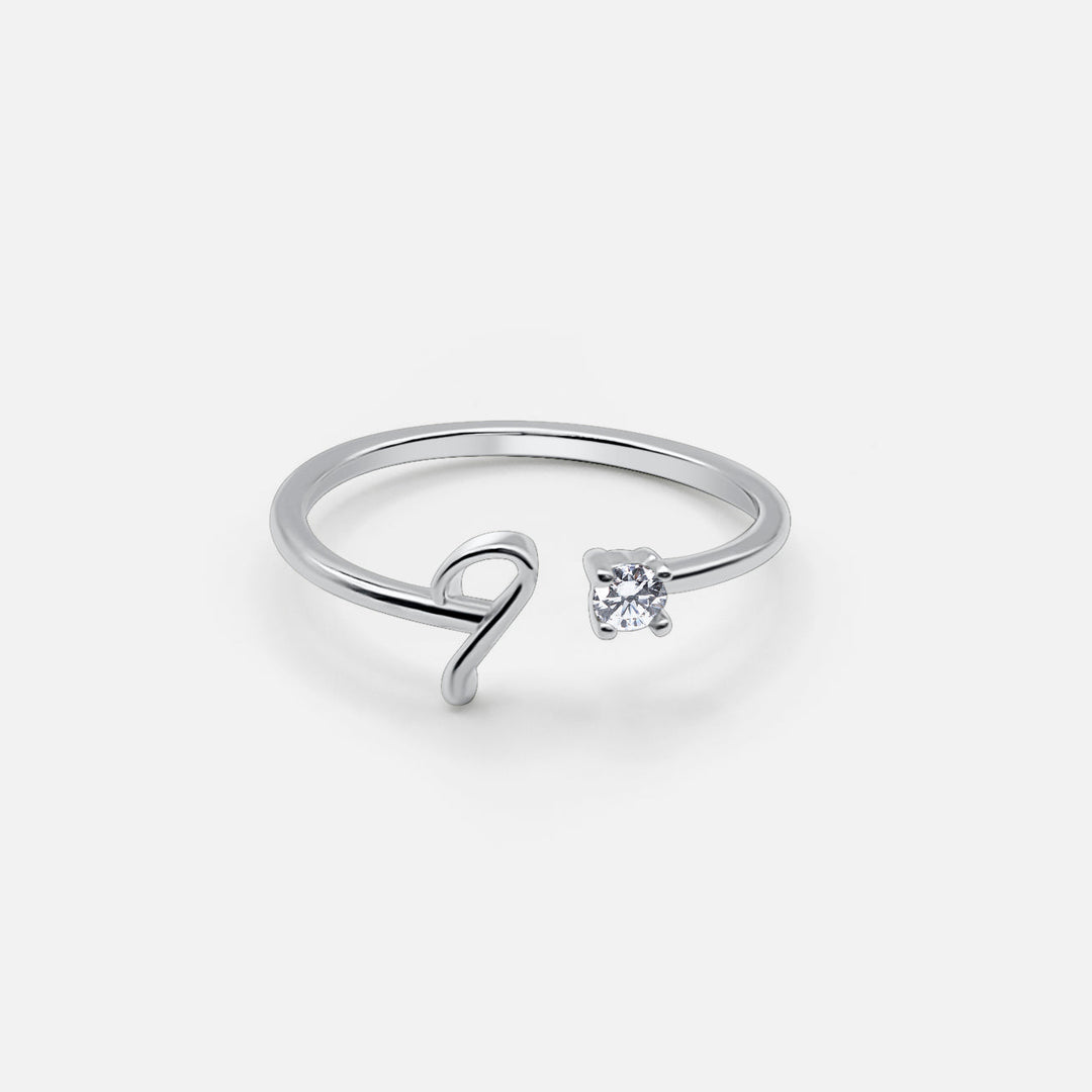 Anillo de Plata con Inicial Personalizada (Ajustable)