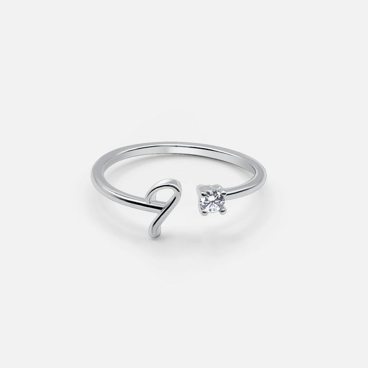 Anillo de Plata con Inicial Personalizada (Ajustable)