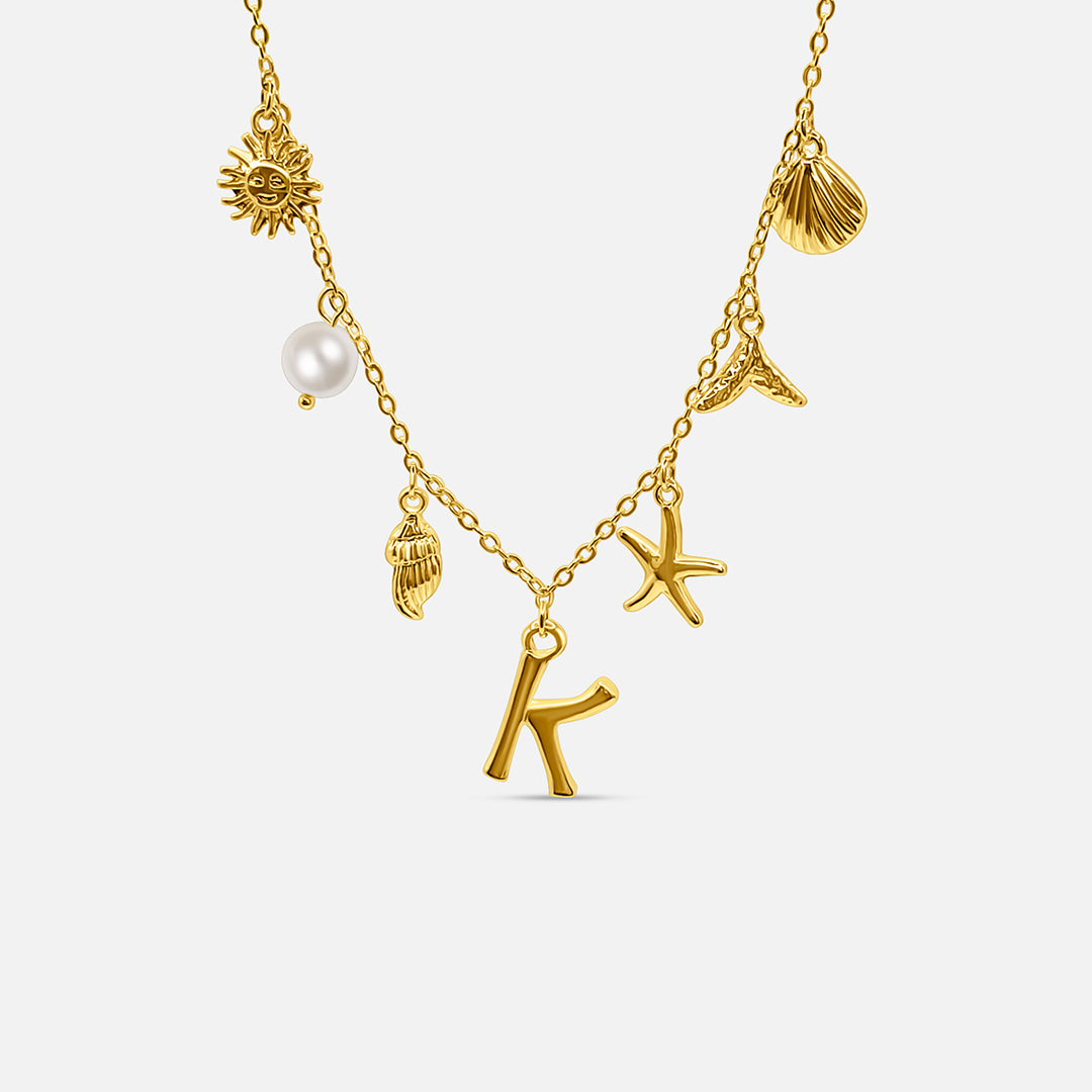 Collar Océano con Letra de Oro