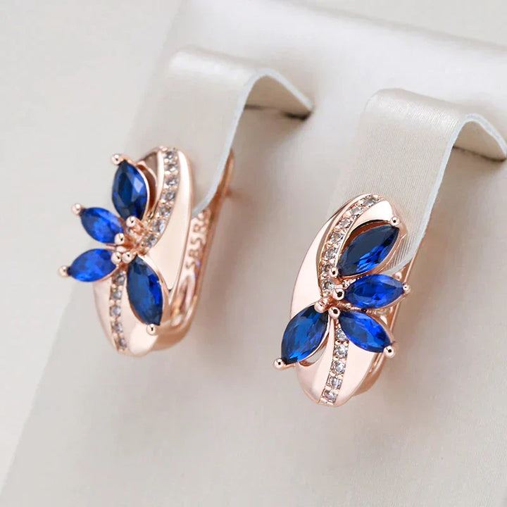 Elegantes pendientes de cristal azul