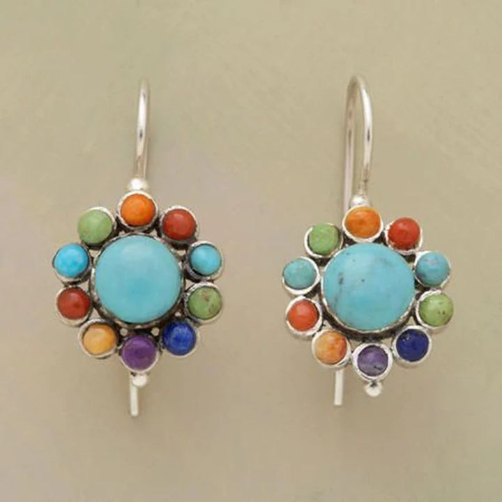 Pendientes redondos turquesa multicolor