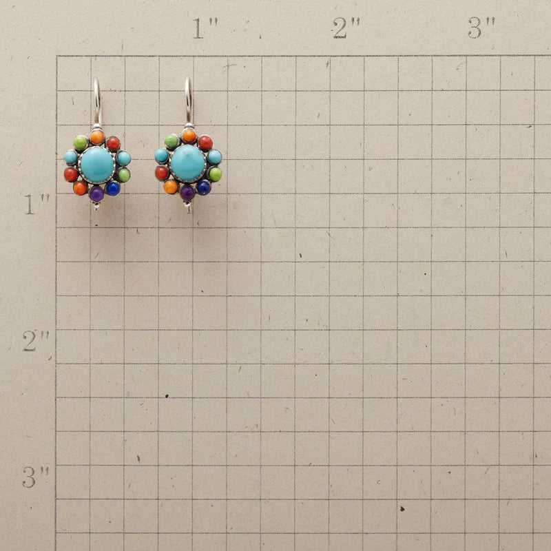 Pendientes redondos turquesa multicolor