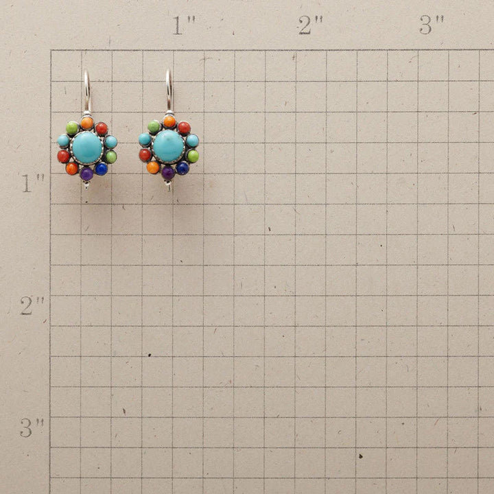 Pendientes redondos turquesa multicolor