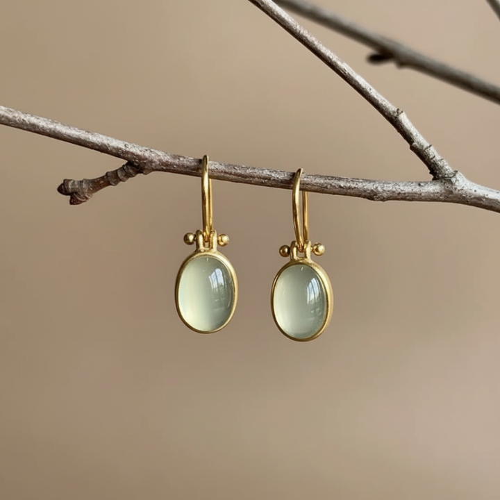 Pendientes Vintage de Piedra Luna Verde