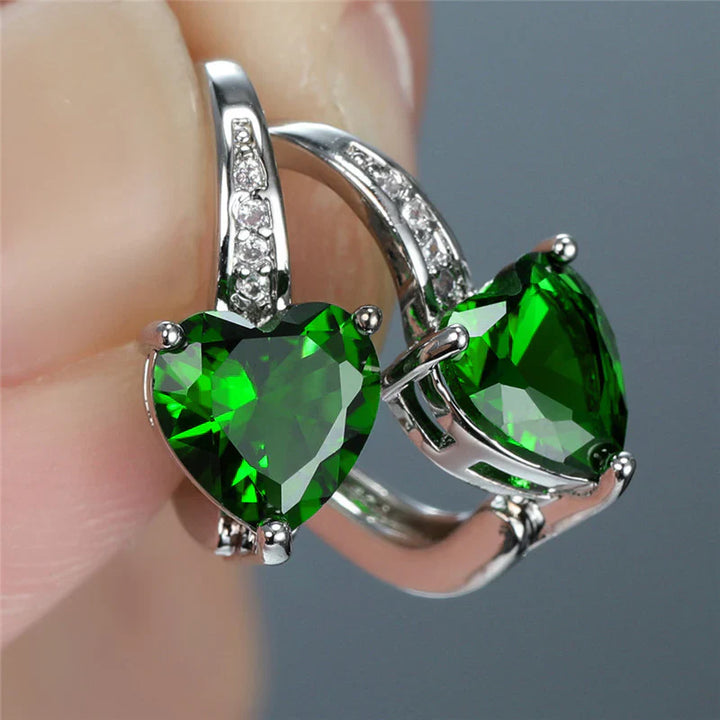 Pendientes Corazón Verde Lunar