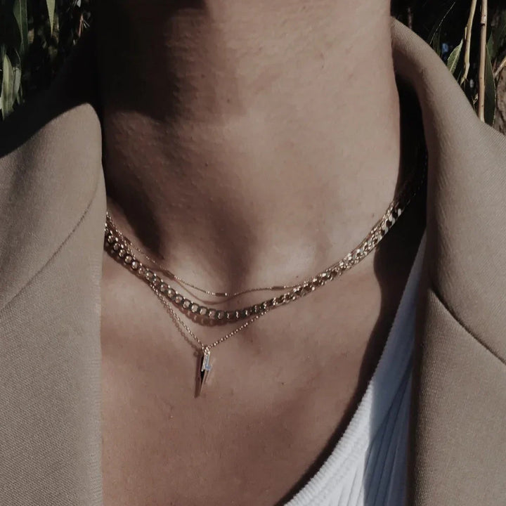 Collar Cadena Curb Plano | Oro