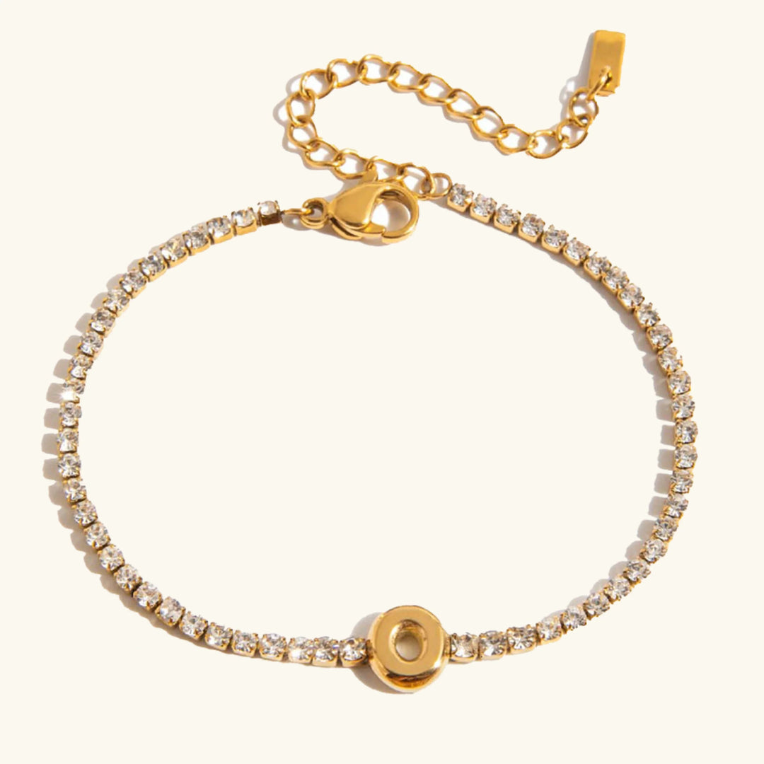 Pulsera Elegante de Oro con Letra en Burbuja