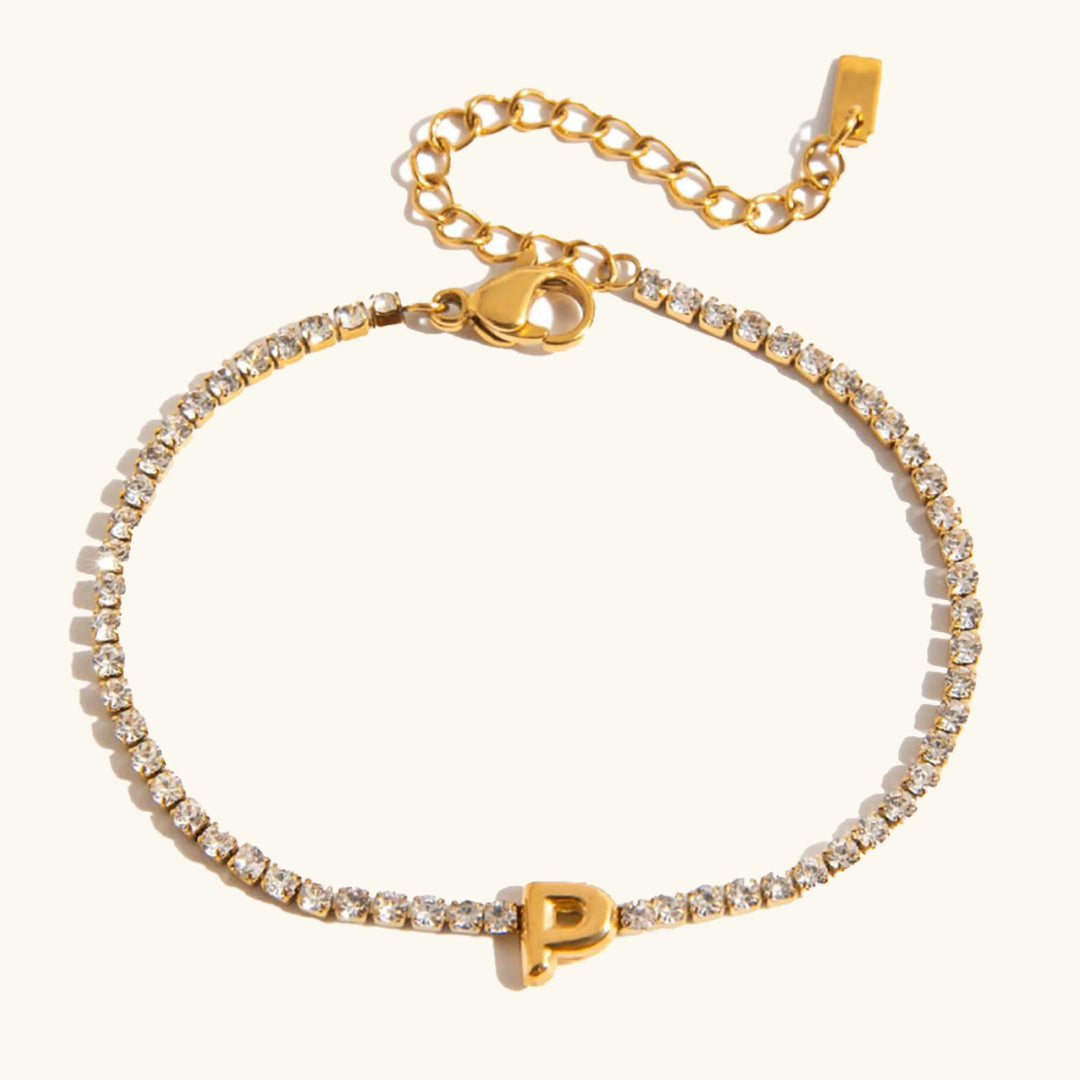 Pulsera Elegante de Oro con Letra en Burbuja