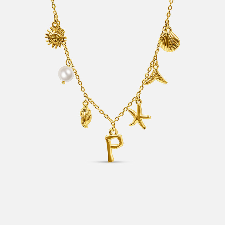 Collar Océano con Letra de Oro