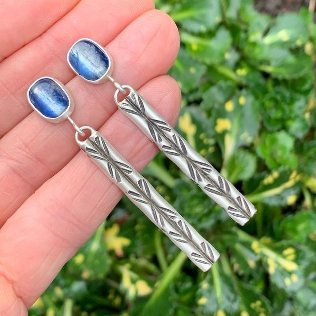 Pendientes Vintage con Piedra Azul en Plata