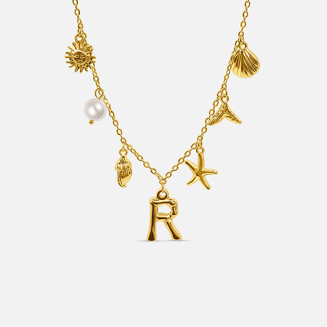Collar Océano con Letra de Oro