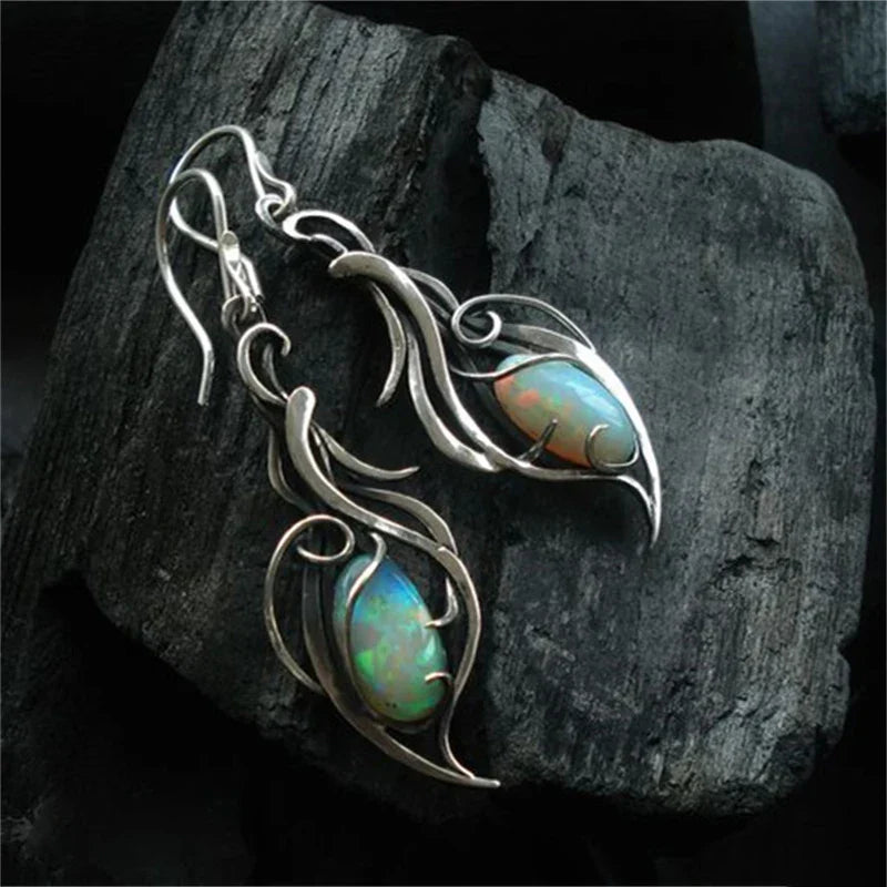 Pendientes vintage en plata y ópalo