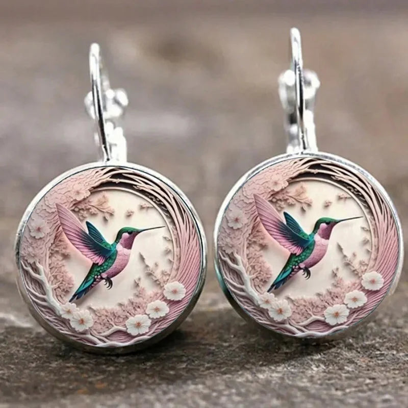 Collar Con Colgante De Cristal En Forma De Colibrí Con Cúpula
