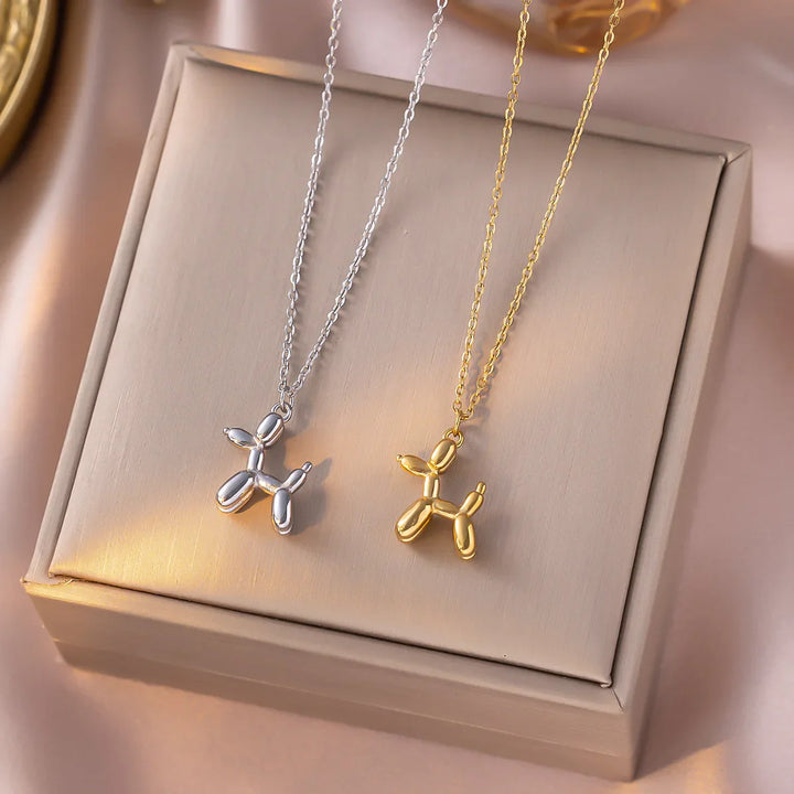 Collar Con Globo En Forma De Perro – Oro Y Plata