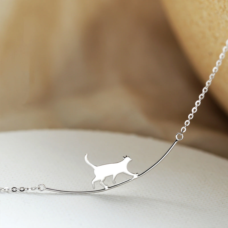 Collar Gato Escalador en plata