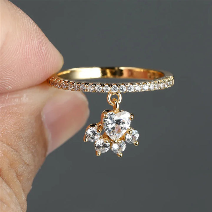 Anillo Paw & Heart en Oro y Plata