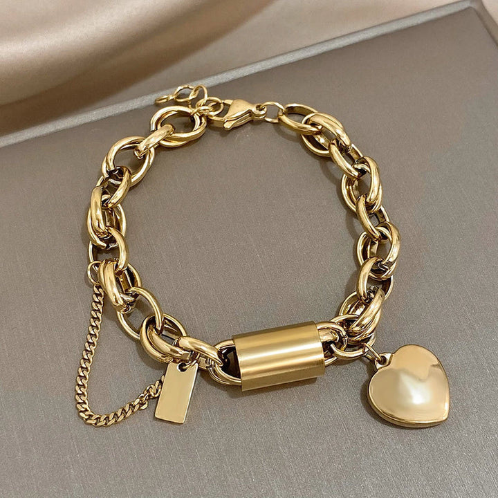 Pulsera Gruesa del Corazón | Oro
