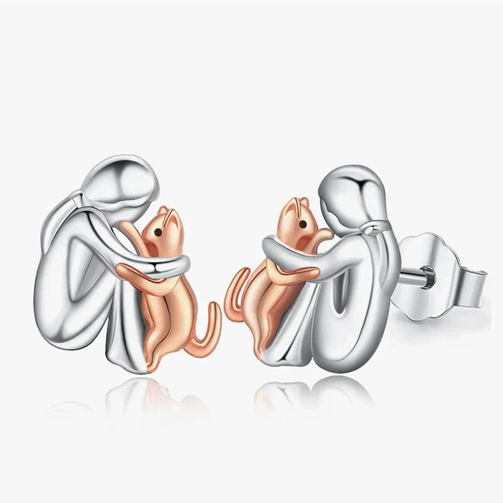 Pendientes  Abrazo de Gato  en plata y oro bicolor