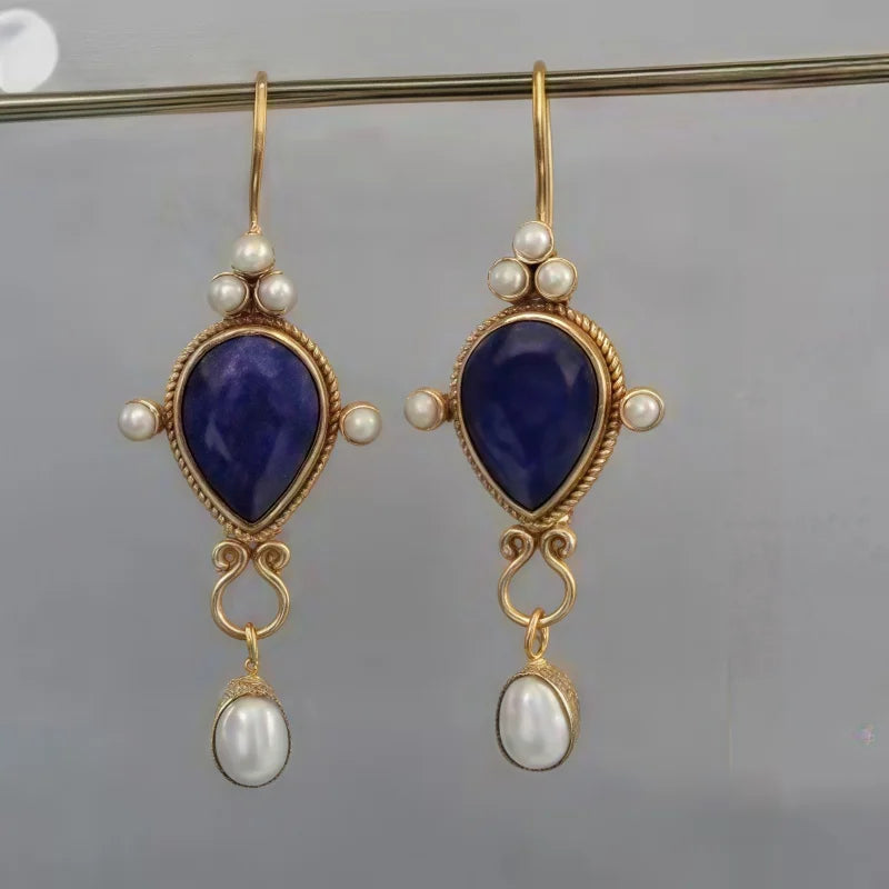 Pendientes vintage con rubí y perla