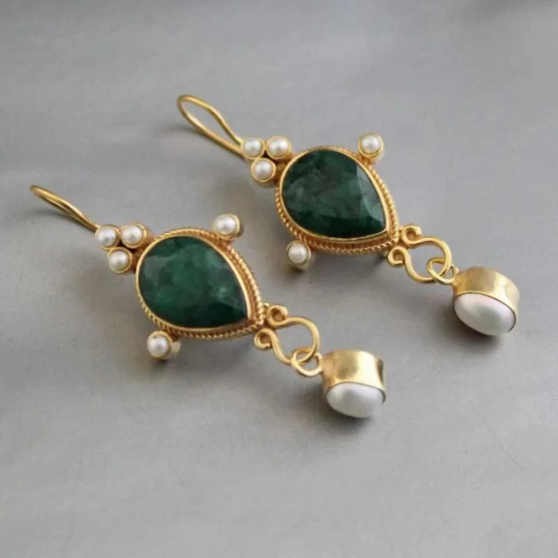 Pendientes vintage con rubí y perla